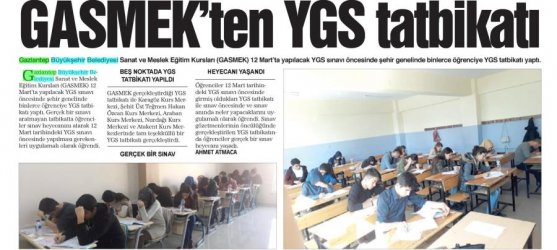 Gasmek´ten Ygs Tatbikatı